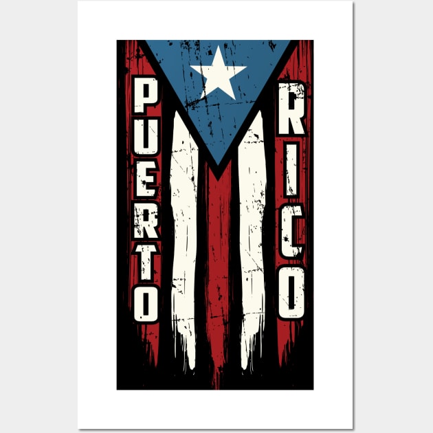 Puerto Rico Stylised Battle Worn Flag Wall Art by Family Heritage Gifts